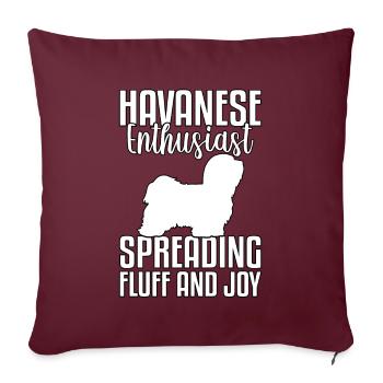 Un passionné de bichon havanais répand des peluches et de la joie - Housse de coussin décorative 45 x 45 cm - bordeaux - Devant