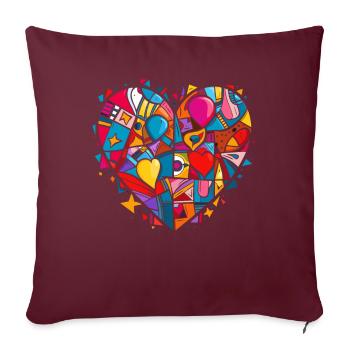 Un cœur dans un cœur d’amour - Housse de coussin décorative 45 x 45 cm - bordeaux - Devant