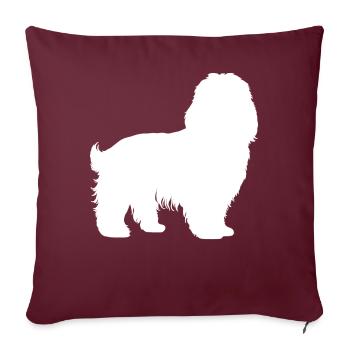 Chien bichon havanais - Housse de coussin décorative 45 x 45 cm - bordeaux - Devant
