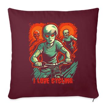 zombie cycliste mort-vivant : j’aime le cyclisme - Housse de coussin décorative 45 x 45 cm - bordeaux - Devant
