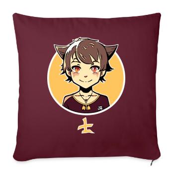 Niedliches Anime Fuchs Mädchen - Sofakissenbezug 45 x 45 cm - Burgunderrot - Vorne