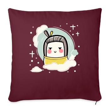 Chibi Kawaii Tofu Geisha - Sofakissenbezug 45 x 45 cm - Burgunderrot - Vorne