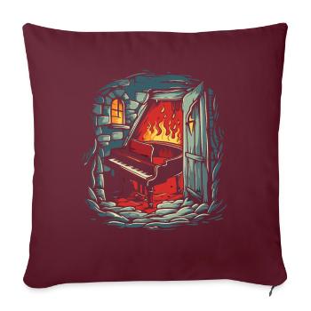 Le Donjon de l’Enfer et un piano - Housse de coussin décorative 45 x 45 cm - bordeaux - Devant