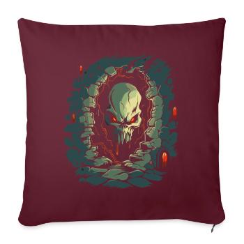 Dans le donjon de l’horreur se trouve un crâne - Housse de coussin décorative 45 x 45 cm - bordeaux - Devant