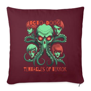 Tentacules de la terreur : Crâne de pieuvre - Housse de coussin décorative 45 x 45 cm - bordeaux - Devant