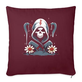 Le pouvoir des fleurs de la Faucheuse de dessin animé - Housse de coussin décorative 45 x 45 cm - bordeaux - Devant