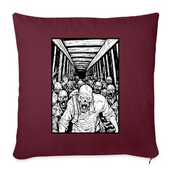 Le tunnel de la horde de zombies de l’horreur - Housse de coussin décorative 45 x 45 cm - bordeaux - Devant