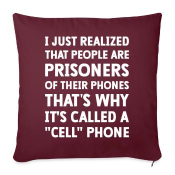 Drôle de dicton téléphone portable - Housse de coussin décorative 45 x 45 cm - bordeaux - Devant