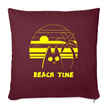 Palmiers Plage Temps Chat - Housse de coussin décorative 45 x 45 cm - bordeaux - Devant