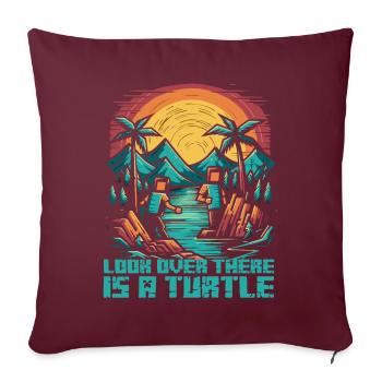 Expérience nature : Regardez, il y a une tortue ! - Housse de coussin décorative 45 x 45 cm - bordeaux - Devant