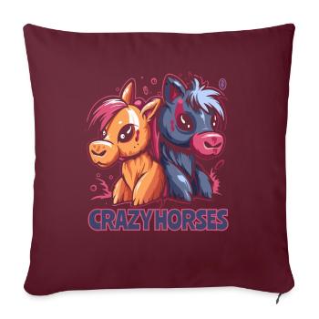 Chevaux fous - Housse de coussin décorative 45 x 45 cm - bordeaux - Devant