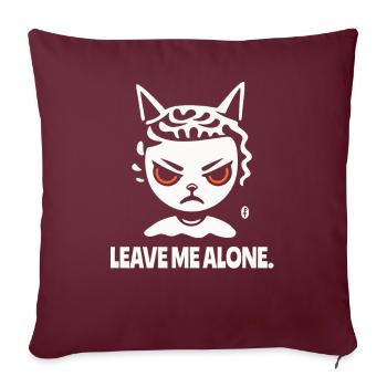 Laisse-moi tranquille, une fille de chat de dessin animé - Housse de coussin décorative 45 x 45 cm - bordeaux - Devant