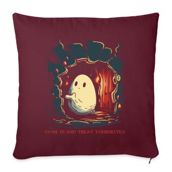 Entrez, faites-vous plaisir, le petit fantôme - Housse de coussin décorative 45 x 45 cm - bordeaux - Devant
