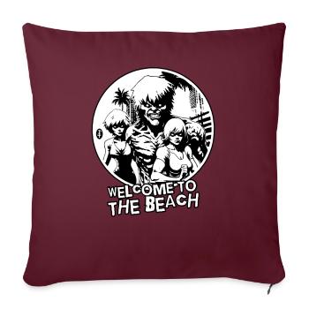 Bienvenue sur la plage des monstres musclés - Housse de coussin décorative 45 x 45 cm - bordeaux - Devant