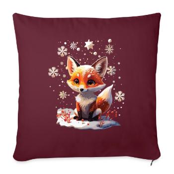 Mignon renard mignon en cadeau d’hiver - Housse de coussin décorative 45 x 45 cm - bordeaux - Devant