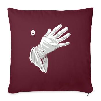 Touche-moi, gant blanc - Housse de coussin décorative 45 x 45 cm - bordeaux - Devant