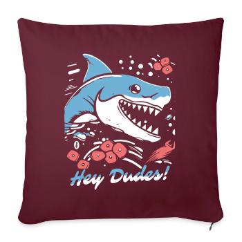 Salut les gars ! Requin de dessin animé frais drôle - Housse de coussin décorative 45 x 45 cm - bordeaux - Devant