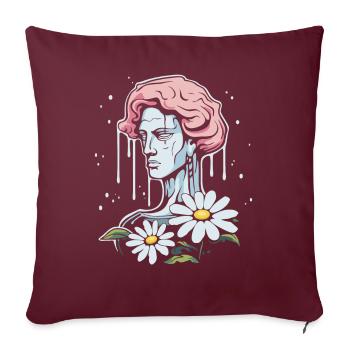 Flower Power Brother : David de Florence avec des fleurs - Housse de coussin décorative 45 x 45 cm - bordeaux - Devant