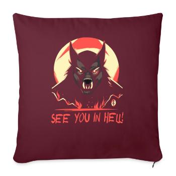 Chien de l’enfer de dessin animé, rendez-vous en enfer - Housse de coussin décorative 45 x 45 cm - bordeaux - Devant
