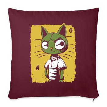 Un chat de dessin animé suspect - Housse de coussin décorative 45 x 45 cm - bordeaux - Devant