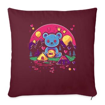 Un ours en peluche au pays des merveilles de l’amour - Housse de coussin décorative 45 x 45 cm - bordeaux - Devant