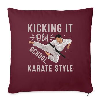 Kicking it old school Style Karaté - Housse de coussin décorative 45 x 45 cm - bordeaux - Devant