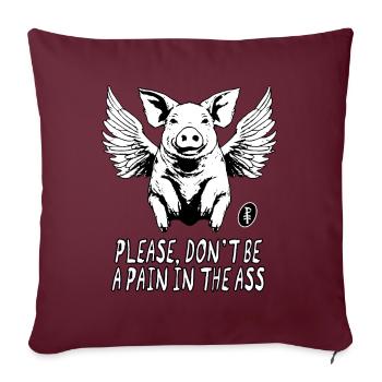 Cochon volant avec des ailes, ne soyez pas ennuyeux - Housse de coussin décorative 45 x 45 cm - bordeaux - Devant