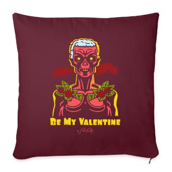 Be My Valentine : un zombie aux couleurs pop art - Housse de coussin décorative 45 x 45 cm - bordeaux - Devant