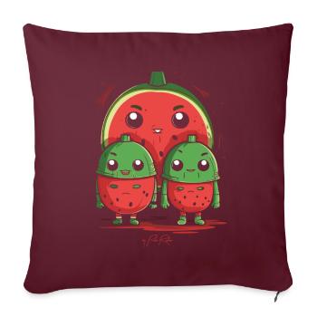 Parent isolé avec 2 enfants - Housse de coussin décorative 45 x 45 cm - bordeaux - Devant