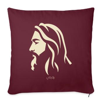 Vue latérale d’un gars comme Jésus - Housse de coussin décorative 45 x 45 cm - bordeaux - Devant