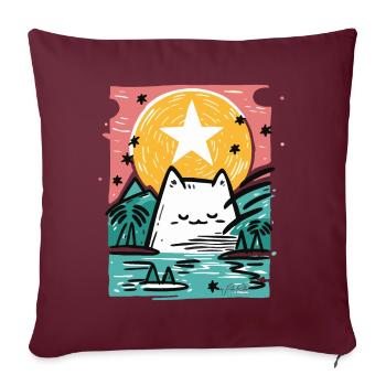 Chat endormi dans la nature - Housse de coussin décorative 45 x 45 cm - bordeaux - Devant