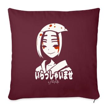 Geisha et Bienvenue dans les Kanji Japonais - Housse de coussin décorative 45 x 45 cm - bordeaux - Devant