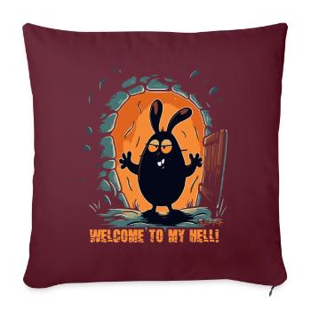 Bienvenue dans mon enfer, le lapin - Housse de coussin décorative 45 x 45 cm - bordeaux - Devant