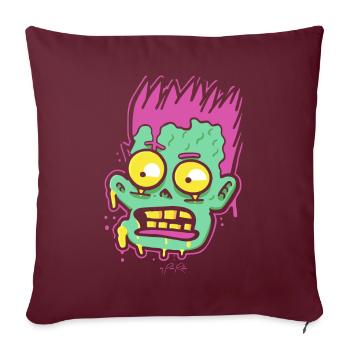 Cartoon Pop Art : si effrayant, un zombie - Housse de coussin décorative 45 x 45 cm - bordeaux - Devant