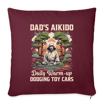 L’aïkido de papa échauffement quotidien esquiver les voitures jouets - Housse de coussin décorative 45 x 45 cm - bordeaux - Devant