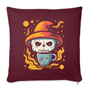Kaffee, Weltraum, Nerd, Schädel, Panda, Magie - Sofakissenbezug 45 x 45 cm - Burgunderrot - Vorne
