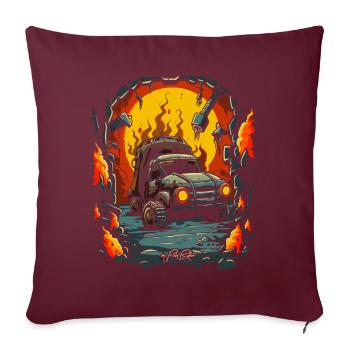 Hölle für Mechaniker: Kerker der Schrottautos - Sofakissenbezug 45 x 45 cm - Burgunderrot - Vorne