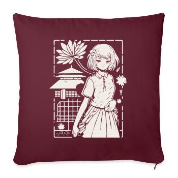 Manga animé japonais : Sakura Girl - Housse de coussin décorative 45 x 45 cm - bordeaux - Devant