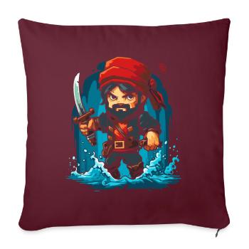 Kleiner niedlicher Pixel-Pirat - Sofakissenbezug 45 x 45 cm - Burgunderrot - Vorne