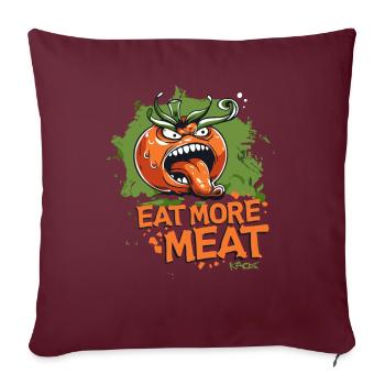 Manger plus de viande, tomate en colère végétarien - Housse de coussin décorative 45 x 45 cm - bordeaux - Devant