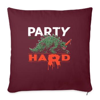 Le dino fêtard - Housse de coussin décorative 45 x 45 cm - bordeaux - Devant