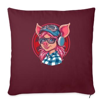 Mignon Adorable Anime Cochon Fille - Housse de coussin décorative 45 x 45 cm - bordeaux - Devant