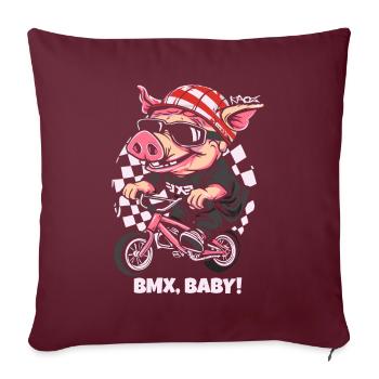 Cyclisme et BMX Rider Pig - Housse de coussin décorative 45 x 45 cm - bordeaux - Devant