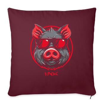 Un cochon cool avec des lunettes de soleil - Housse de coussin décorative 45 x 45 cm - bordeaux - Devant