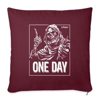 Un jour, l’avertissement de la Faucheuse - Housse de coussin décorative 45 x 45 cm - bordeaux - Devant