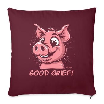 Oh, mon Dieu! Drôle de cochon - Housse de coussin décorative 45 x 45 cm - bordeaux - Devant