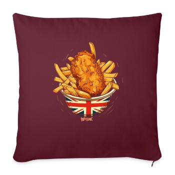 Drapeau britannique et Fish and Chips - Housse de coussin décorative 45 x 45 cm - bordeaux - Devant