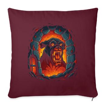 Hellhound, le Chien du Donjon de l’Enfer - Housse de coussin décorative 45 x 45 cm - bordeaux - Devant