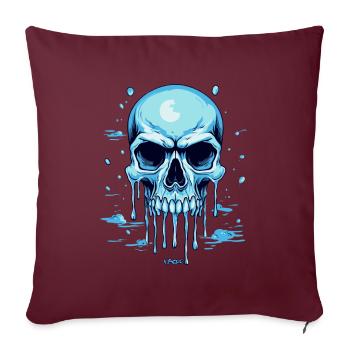 Ein blauer schmelzender Totenkopf - Sofakissenbezug 45 x 45 cm - Burgunderrot - Vorne