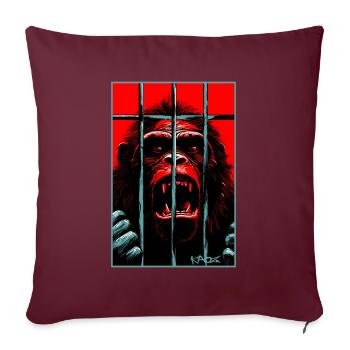 Befreie den Schimpansen Affen - Sofakissenbezug 45 x 45 cm - Burgunderrot - Vorne